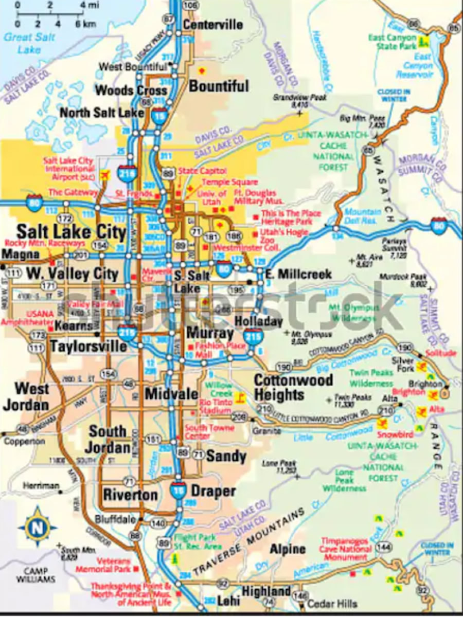 Salt Lake Ville Centrer Carte   UT